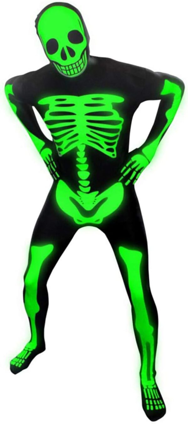 Morphsuits Adult Skeleton Costume Men, Mens Skeleton Costume Glow in Dark, Skeleton Adult Costume, Glow in Dark Skeleton