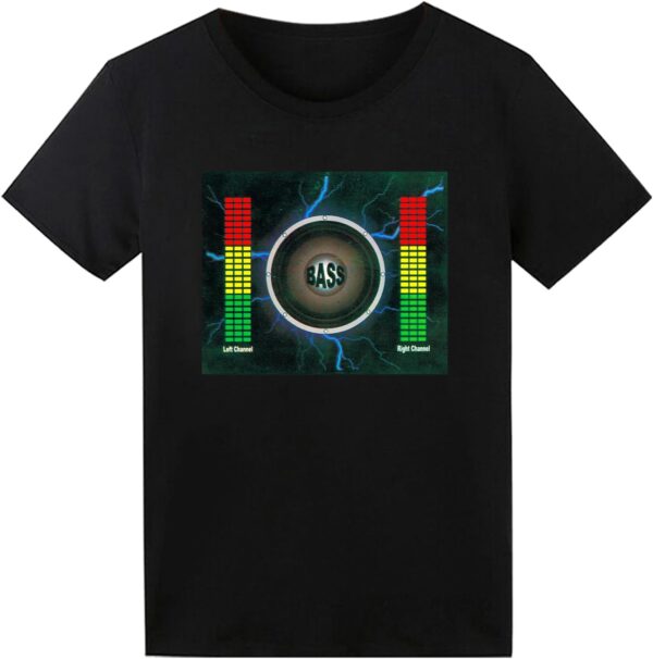 LED T Shirt Sound Activated Light Up Rave Shirts Glow in The Dark for Party Black