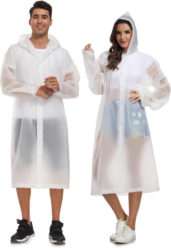 SaphiRose Extra Long Rain Ponchos for Adults – EVA Rain Coats Waterproof Unisex Rain Jacket with Drawstring Hood