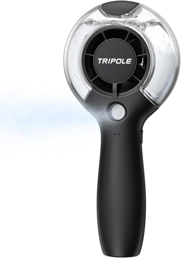 TriPole Misting Fan Portable Handheld Fan with Mist, 4000mAh Rechargeable Personal Mister Fans with 40ml Water Tank, High-Speed Airflow Mini Water Spray Fans for Outdoor Trip Travel Park Beach Camping