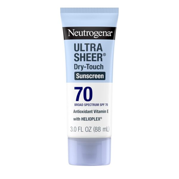 Neutrogena Ultra Sheer Dry-Touch Water Resistant and Non-Greasy Sunscreen Lotion with Broad Spectrum SPF 70, 3 Fl Oz (Pack of 1)