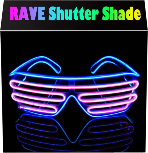 Light Up Flashing Shutter Neon Rave Glasses El Wire LED Sunglasses Glow DJ Costumes For Party, 80s, EDM RB03 (Blue – Pink)