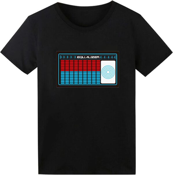 LED T Shirt Sound Activated Light Up Rave Shirts Glow in The Dark for Party Black