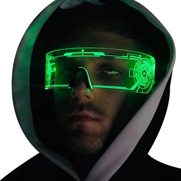 Fency LED Light Up Glasses, LED Visor, Luminous, Cyberpunk Futuristic Cosplay Glasses for Adults