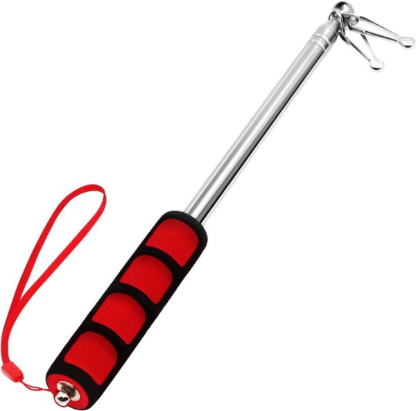 5 Feet Red Telescopic Handheld Flagpoles, ANLEY Portable Staff with Clips – Lightweight Extendable Stainless Steel with Anti-Slip Grip – Collapsable Flag Pole for Tour Guides & Pointer for Teachers