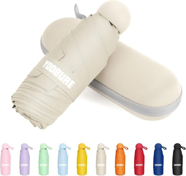 Yoobure Travel Umbrella Portable Compact Umbrellas, Pocket Mini for Purse, Umbrellas for UV Sun & Rain Small for Backpack, Umbrella with Case Folding for Kids Women
