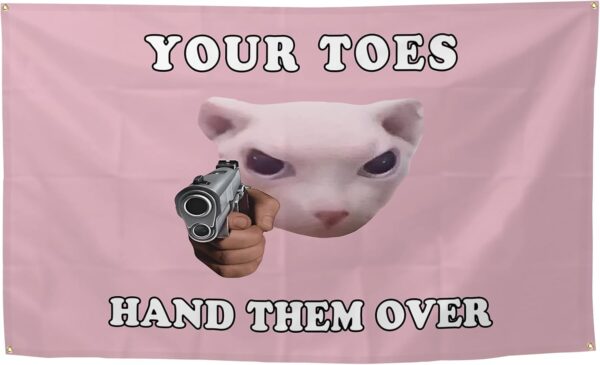 YOUR TOES HAND THEM OVER Flag Aesthetic Decorative Durable 3×5 Feet Flag Suitable For Indoor And Outdoor Decorate for College Dorm Room ,Parties, travel, filming, events, festivals Decor Wall tapestry