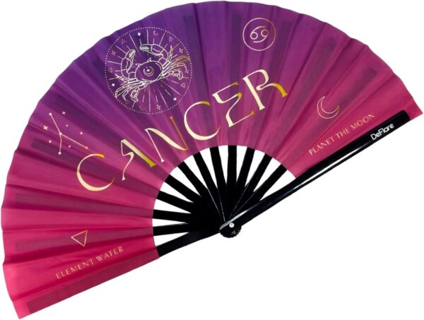 DeFlare | Celestial Zodiac Rave Fan | Zodiac Sign Hand Fan | Astrology Rave Fan | Hand Fan | Large Rave Fan | Festival Fans