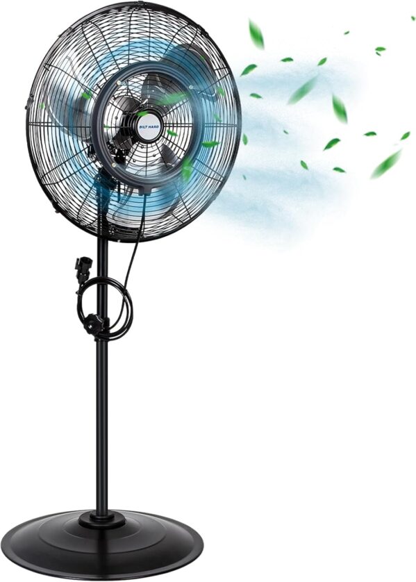 BILT HARD 20″ Outdoor Pedestal Oscillating Misting Fan, 3-Speed High-Velocity Patio Misting Fans for Outside, Waterproof Tilting Fan with Mists for Outdoor Cooling, UL Listed