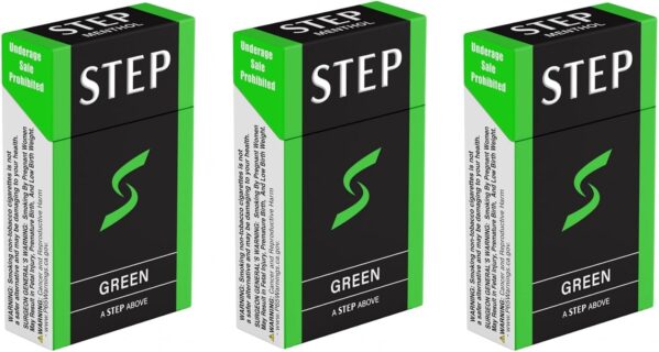 STEP Green Cool Menthol Herbal Cigarettes – Tobacco & Nicotine Free – Tastes Like a Real Cigarette (3 Boxes = 60ct)