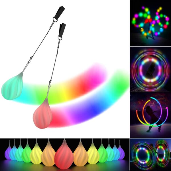 LED Poi Balls Set for Children and Adults – Luminous Premium Toy for Beginners & Professionals | LED Pois Kids Juggling | Juggling Set & Light Painting Accessories | Fire Poi Balls & Luminous Balls