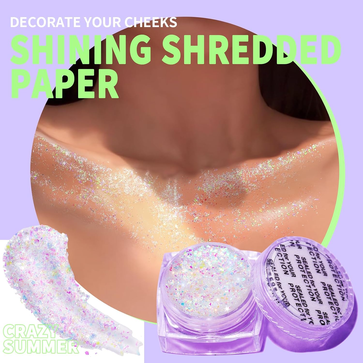 Teenitor Face Glitter Body Glitter, Clear White Body Glitter Gel, Hair Glitter Gel, 6 Shapes Rave Glitter, Mermaid Sequins Makeup Glitters Face Paint, Chunky Sparkling Glitter Gel for Women - Image 5