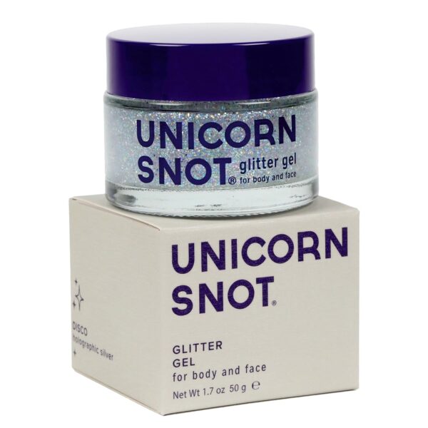 Unicorn Snot Face & Body Glitter – Cosmetic-Grade Holographic Glitter Gel – Makeup for Festivals, Raves, Anime Cosplay – Safe for Face, Easy Application & Removal, 1.7oz Silver (Disco)
