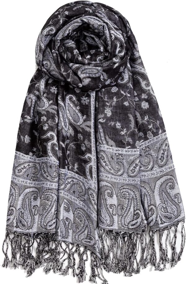AUSEKALY Pashmina Feel Shawls Wraps for Women Rave Scarf Soft Silky Reversible Men Scarves