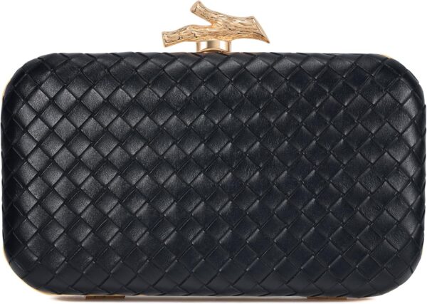 Clutch Purses for Women Evening/Wedding Chic Woven Bag Formal PU Leather Purse Designer Handbags for Women