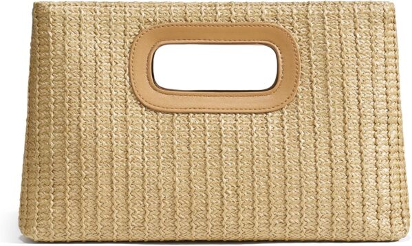 Chic Straw Clutch Purses for Women with Top Handle Summer Bag, Ideal Vacation Handbags and Woven Boho Beach Bags