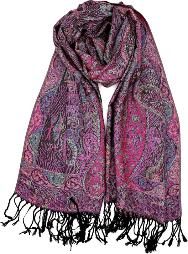 Achillea Reversible Paisley Pashmina Rave Scarf, Shawls and Wraps for Evening Dresses, Exotic Indian Scarves for All Season