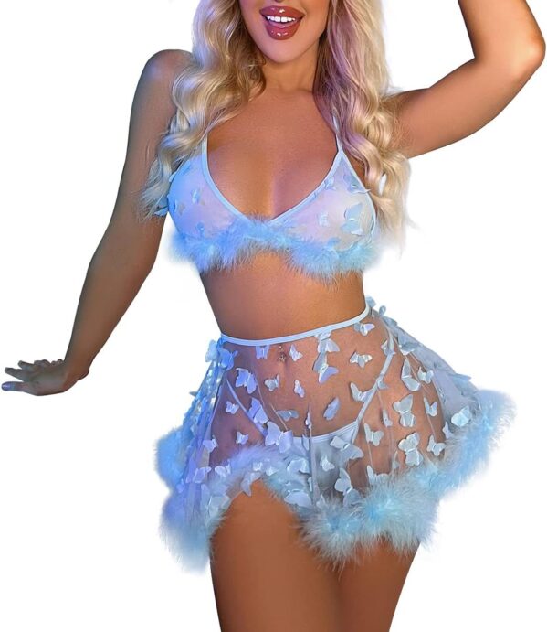 Women’s Shiny Rave Outfits Holographic Halter Bra Top Mini Skirt 2Pcs Glitter Sequin Music Festival Party Clubwear