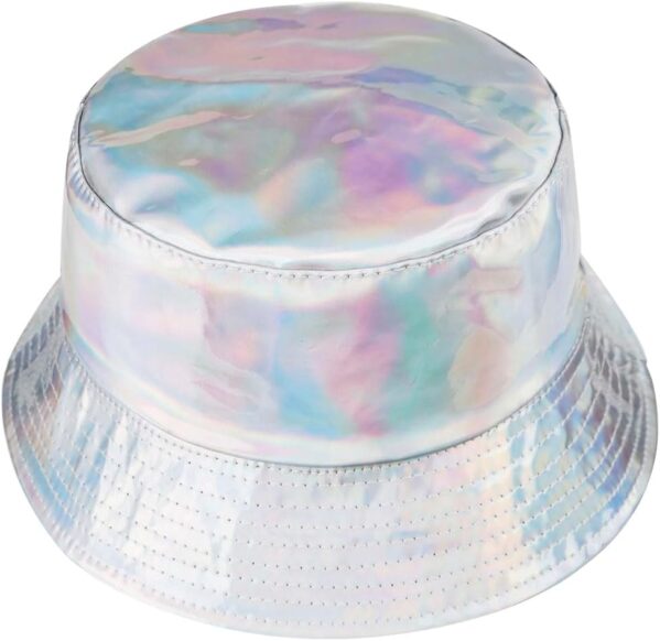 Unisex Black Bucket Hat Waterproof Rain Hat Reversible Shiny Rave Bucket Hat for Concert Festival
