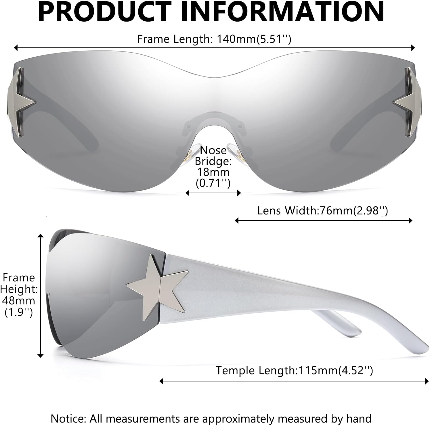 LIKSMU Rimless Y2K Sunglasses for Women Men Wrap Around Fashion Sunglasses Oversized Frameless Trendy Sun Glasses - Image 5