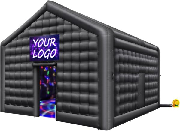 VEVOR Inflatable Nightclub, 16.4 x 13.1 x 12.5 Ft, Blow up Party Tent with Disco Lights & 680W Blower, Large Inflatable Night Club Tent for Adults, Inflatable House Air Cube for Wedding Birthday Black