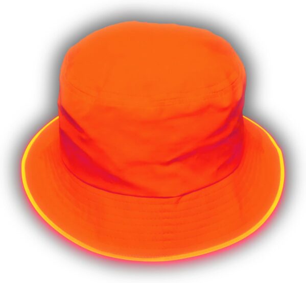 LED Neon Bucket Hat for Men and Women – Light Up Rave Hat – Rechargeable Futuristic Neon Rave Gear & Festival Outfit