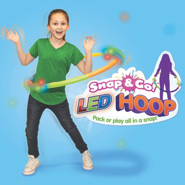 Geospace LED Light Up Snap & Go Multi Color 6 Piece Hula Hoop Toy for Kids Great for Exercise, Birthday Parties NO Batteries Required