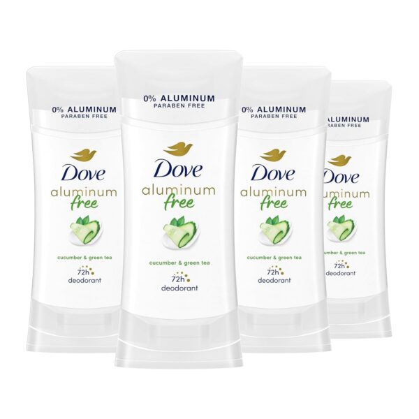 Dove Aluminum Free Deodorant for Women 4 Count Cucumber and Green Tea 72 hour odor protection 2.6 oz
