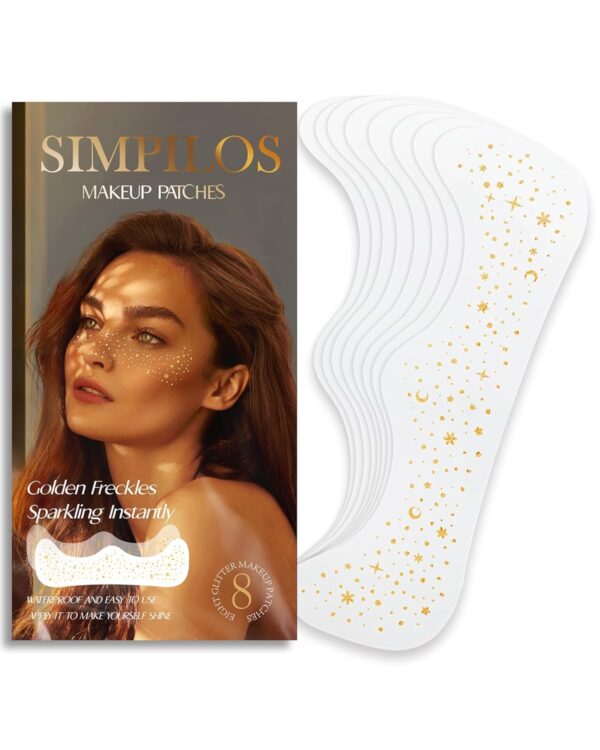 Glitter Freckles, Rave Face Glitter Makeup for Kids Women Girls, Gold Glitter Makeup Speckles for Face, Singer Concerts Festival Holiday Rave Accessories – 8 Counts