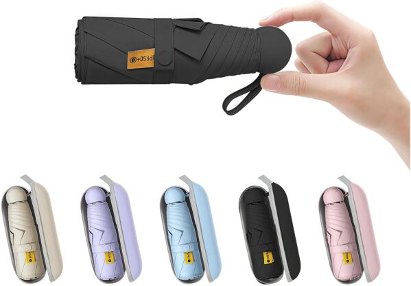 BAODINI Travel Mini Umbrella for Purse With Case Small Compact UV Sun Protection Sun Lightweight Tiny Pocket Umbrella for Women Kids and Men