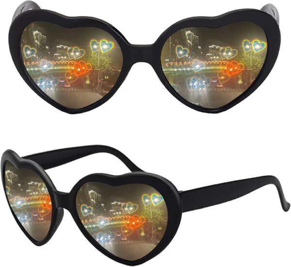 Heart Shaped Sunglasses Heart Effect Diffraction Glasses for Women Men Festival Rave Party