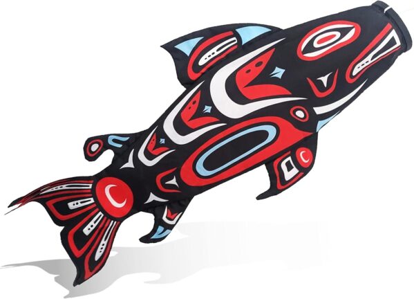 Madrona Brands Totem Salmon Fish Windsock | Durable Outdoor Hanging Wind Decoration | Yard, Garden, Boat, Dock | 40-Inch