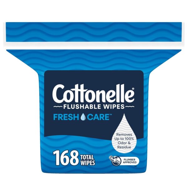 Cottonelle Fresh Care Flushable Wet Wipes, Adult Wet Wipes, 1 Refill Pack, 168 Wipes Per Pack, Packaging May Vary
