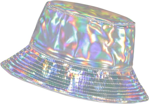 Manfnee Rave Bucket Hat for Men Women Waterproof Rain Hat Wide Brim Bucket Hat Metallic Party Hats