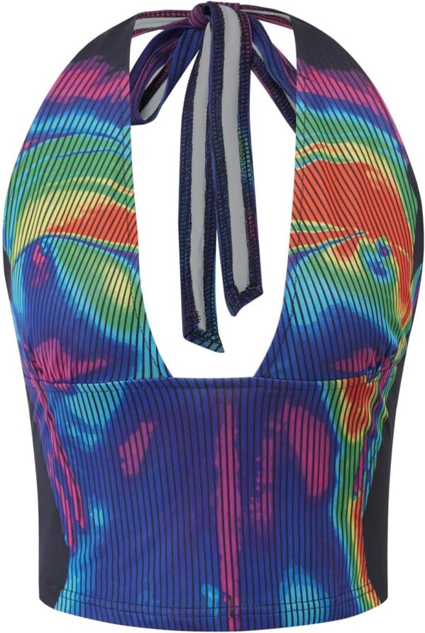 CAPE CLIQUE Rave Outfits for Womens Y2K Rave Tops Sexy Going Out Body Print Baby tee Summer Festival Sleeveless Cami Tank Top