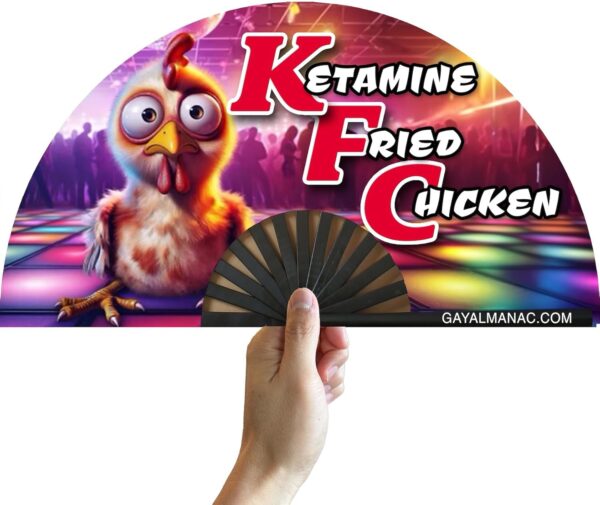PandaTak Large Funny Folding Handheld Fans: 13-inch Bamboo Rave Fan, Foldable and Perfect for Gay Parties, EDM Festivals and Ravers (KFC)