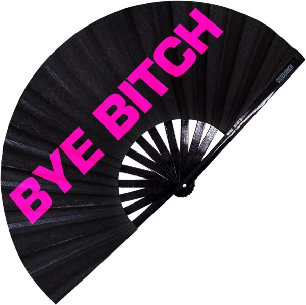 SoJourner Bags Rave Fan – Large Folding Fan – Clack Fan Hand Fan for Raves, Halloween, Burlesque, Rainbow Outfits for Women & Festival Accessories