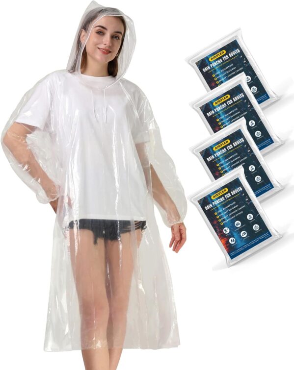 Rain Ponchos for Family Adults – Disposable Adult Rain Poncho with Drawstring Hood