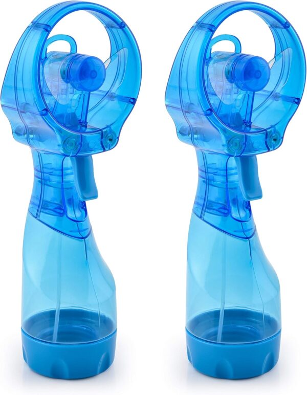 O2COOL Deluxe Handheld Battery Powered Water Misting Fan (Light Blue) 2 Pack