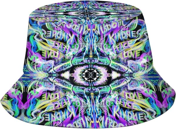 Psychedelic Trippy Rave Bucket Hats for Women Men Packable Outdoor Travel Beach Sun Hat Rave Festival Outfits Accessories for Women