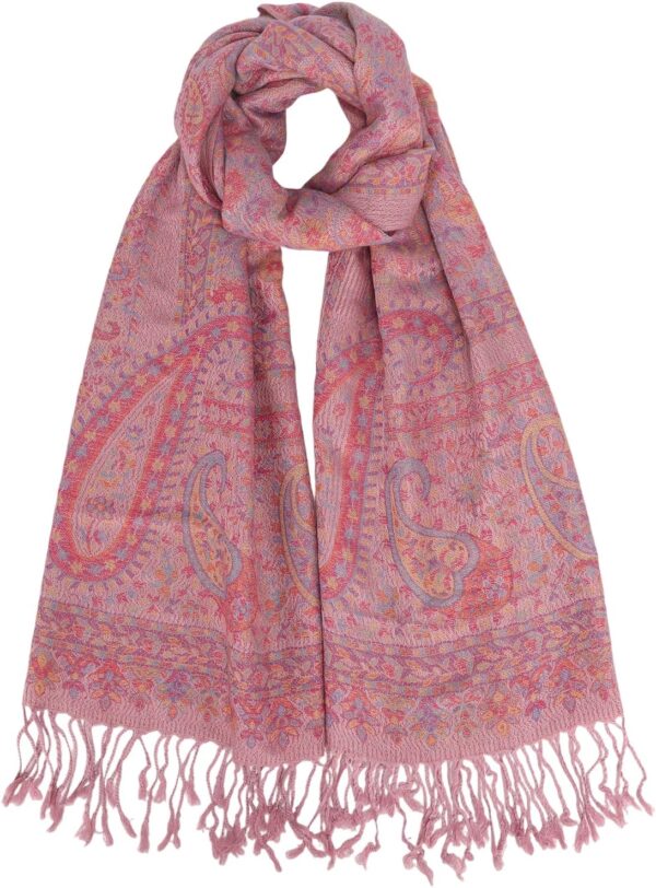 Paisley Pashmina Rave Shawl Scarf-Women’s Reversible Ethnic Jacquard Pashmina Wraps for Evening Travel