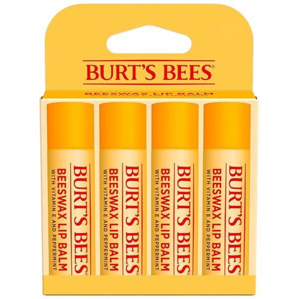 Burt’s Bees Lip Balm – Original Beeswax, Lip Moisturizer With Responsibly Sourced Beeswax, Tint-Free, Natural Origin Conditioning Treatment, 4 Tubes, 0.15 oz.