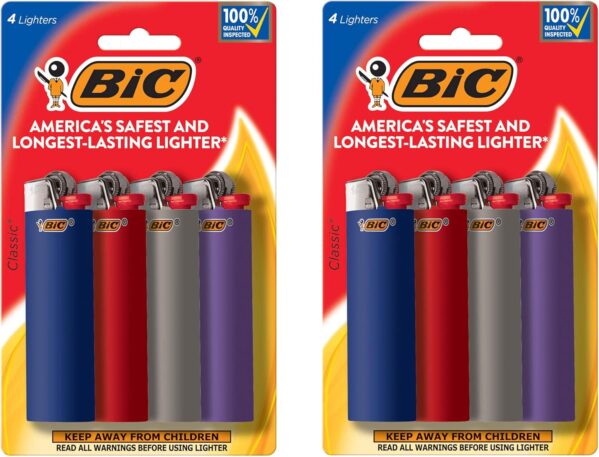 BIC Classic Maxi Pocket Lighter, Safe and Reliable, Assorted Colors, 8-Pack of Lighters (Colors and Packaging May Vary