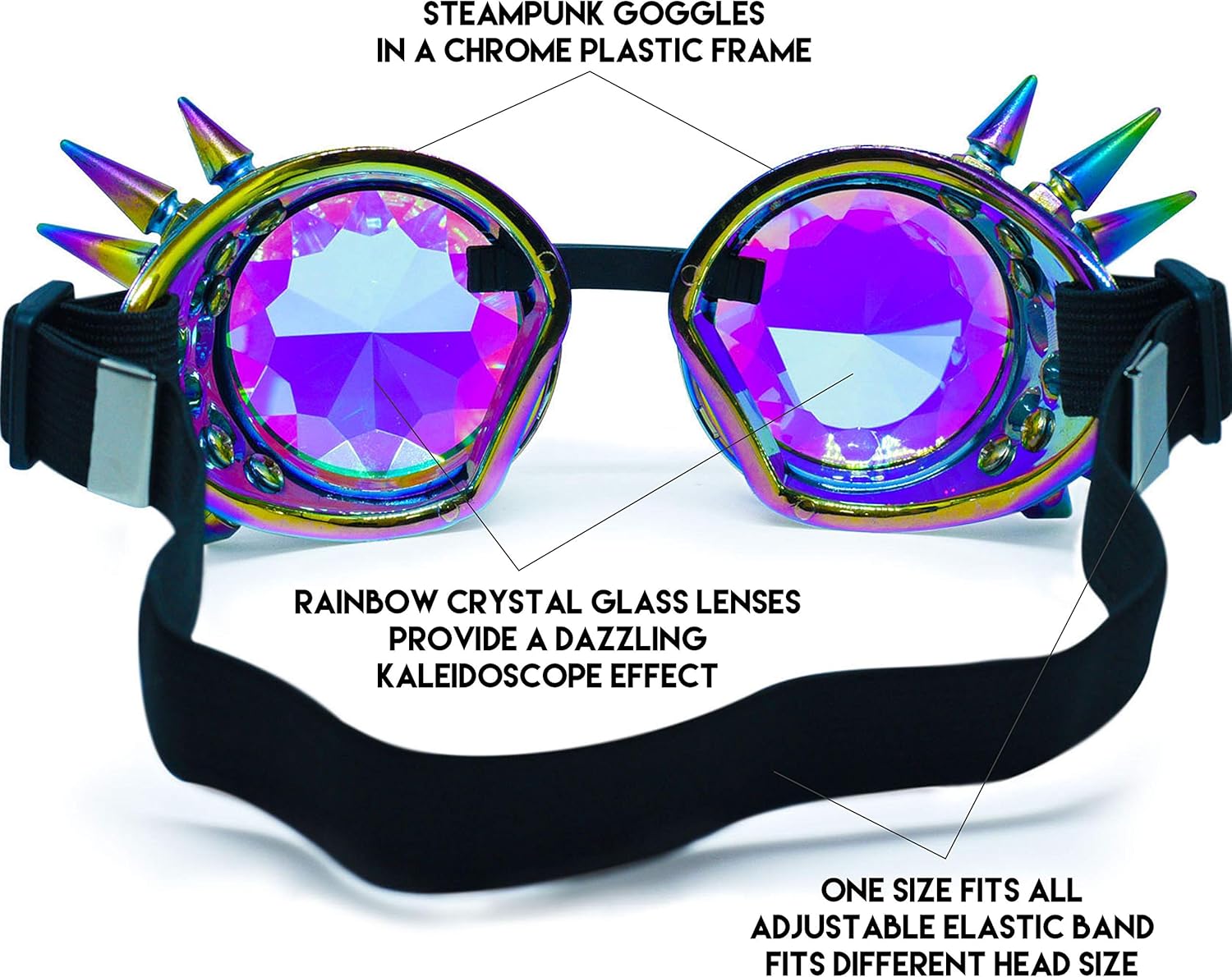 SoJourner Bags Kaleidoscope Glasses - Trippy Psychedelic Rave Goggles - Funky Prism Glasses For Raves - Festival Accessories - Image 3