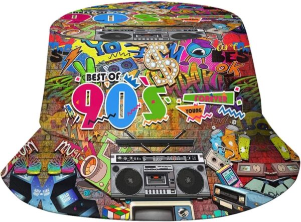 Fashion Retro 80s 90s Bucket Hat Rave Festival Party Outfit for Women Men Fisherman Sun Hat