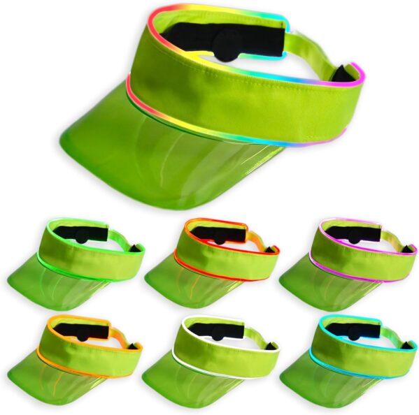 LED Neon Visor Hat Sport Cap – Rechargebale Light Up Rave Hat Festival Accessory Adjustable Retro Sun Visor for Women and Men