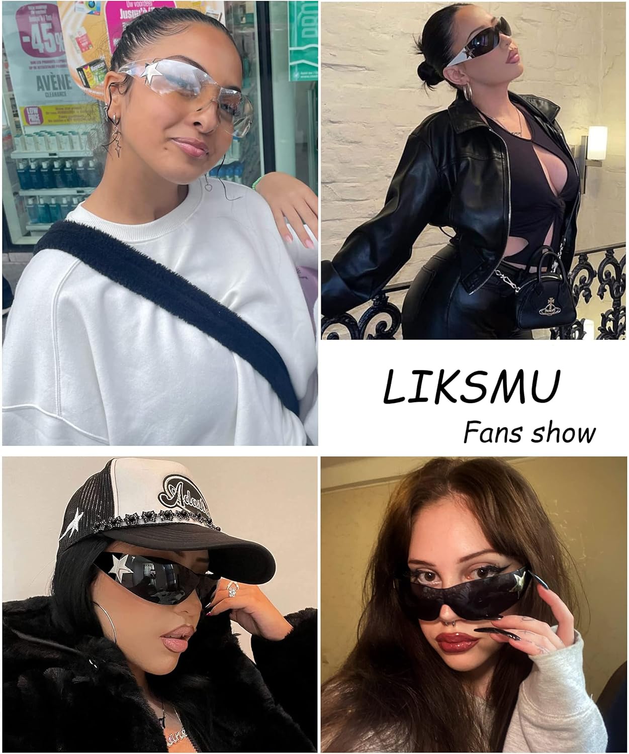LIKSMU Rimless Y2K Sunglasses for Women Men Wrap Around Fashion Sunglasses Oversized Frameless Trendy Sun Glasses - Image 6