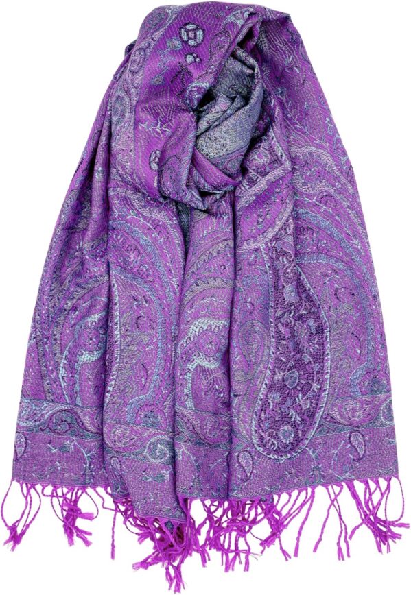 Achillea Reversible Paisley Pashmina Rave Scarf, Shawls and Wraps for Evening Dresses, Exotic Indian Scarves for All Season