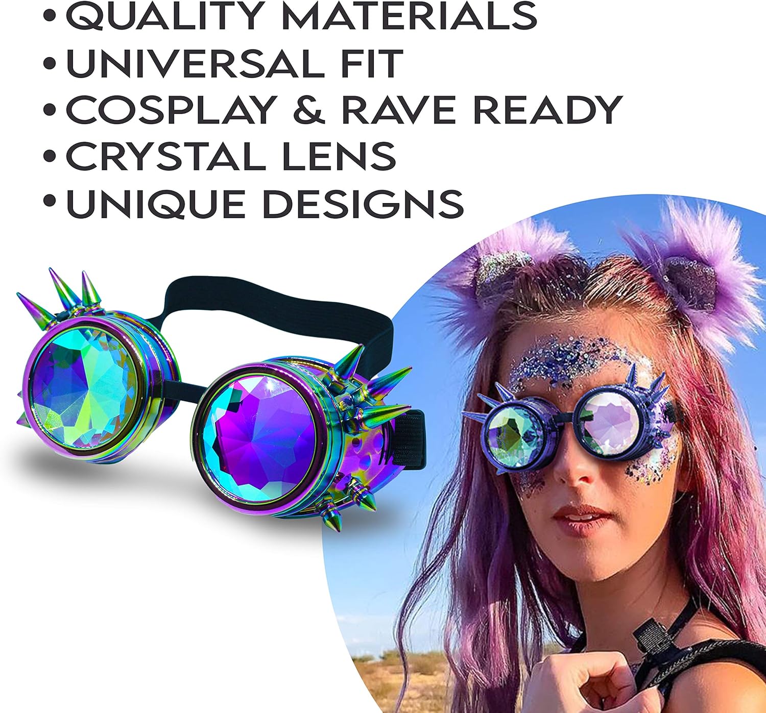 SoJourner Bags Kaleidoscope Glasses - Trippy Psychedelic Rave Goggles - Funky Prism Glasses For Raves - Festival Accessories - Image 2